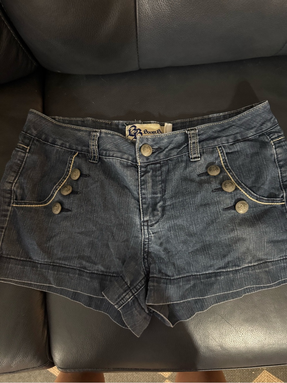 Boom Boom Jeans Dark Blue Button-Accent Denim Shorts see picture for size
